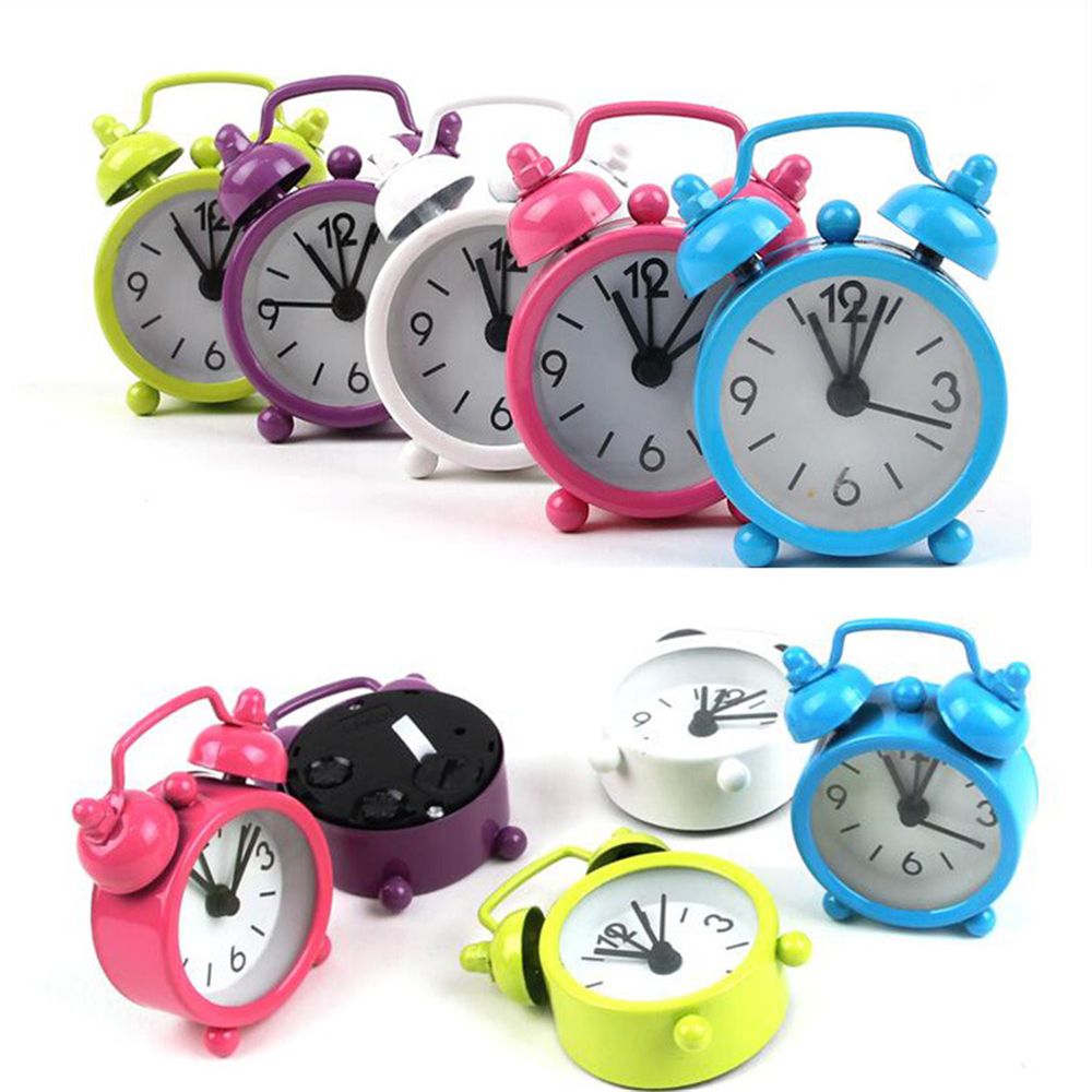 Small Home Decoration Creative Retro Cute Mini Alarm Clock Digital Quartz Clock Table Clock Round