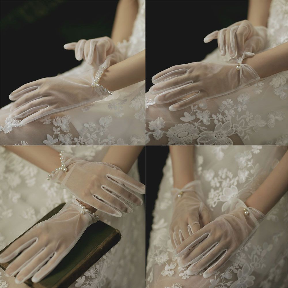 1 Pair New Fashion Clothing Accessories Evening Prom Decor Wedding Bridal Gloves Cycling Driving Mittens Bridal Gown Mittens Lace Gloves