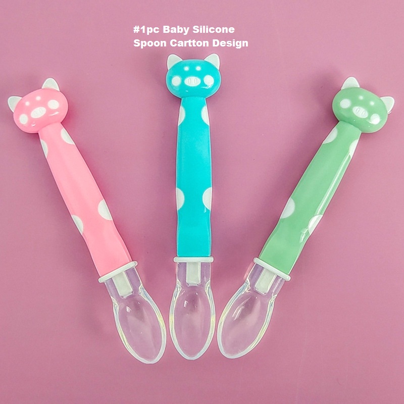 Mumlove Soft Tip Silicone Baby Spoon - Cute Cat Design, BPA-Free, Unisex, 0+ Months