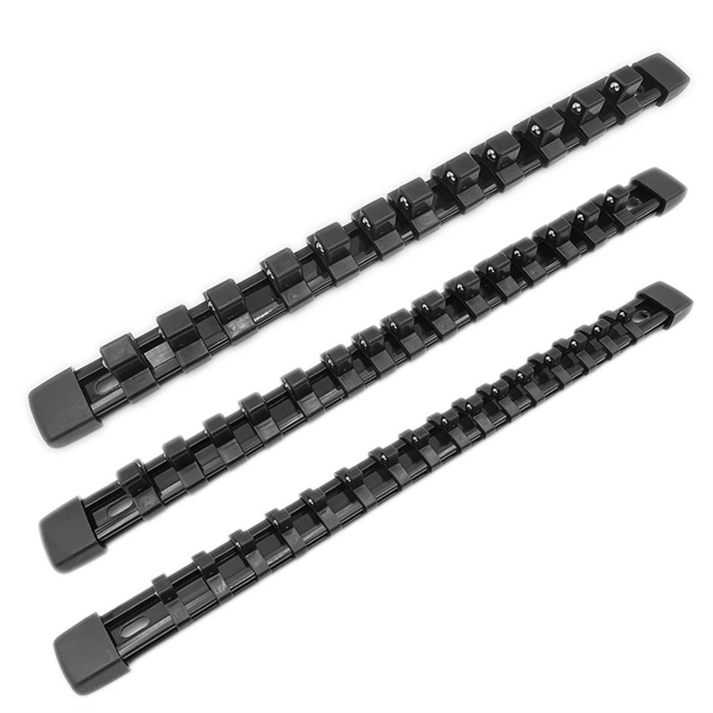 3 PCS Socket Organizer 1/2 3/8 1/4 Inch Drive Socket Rail Holders Repair Tools Socket Wall Black