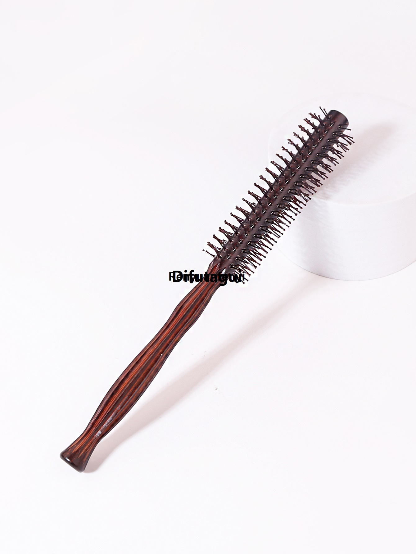 Difutagui 1PCS wooden curling comb, diamond striped circular Luxury 2025 New anti-static curling comb, hairdresser styling tool