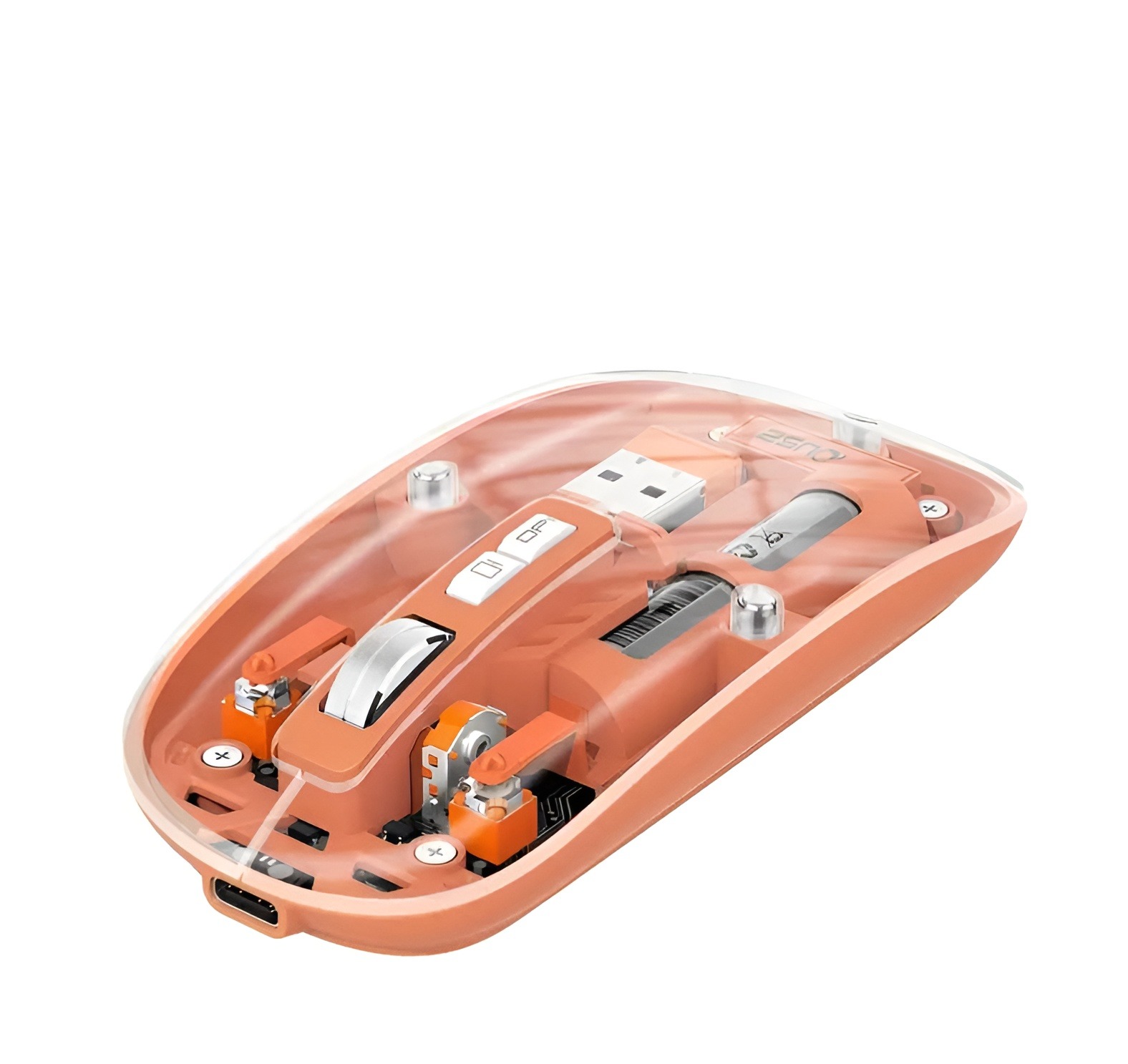 Wireless Bluetooth Transparent Mouse, Triple Mode (BT5.1+ BT5.1+ 2.4GHz) Type C Rechargeable Mouse Silent Ultra Thin