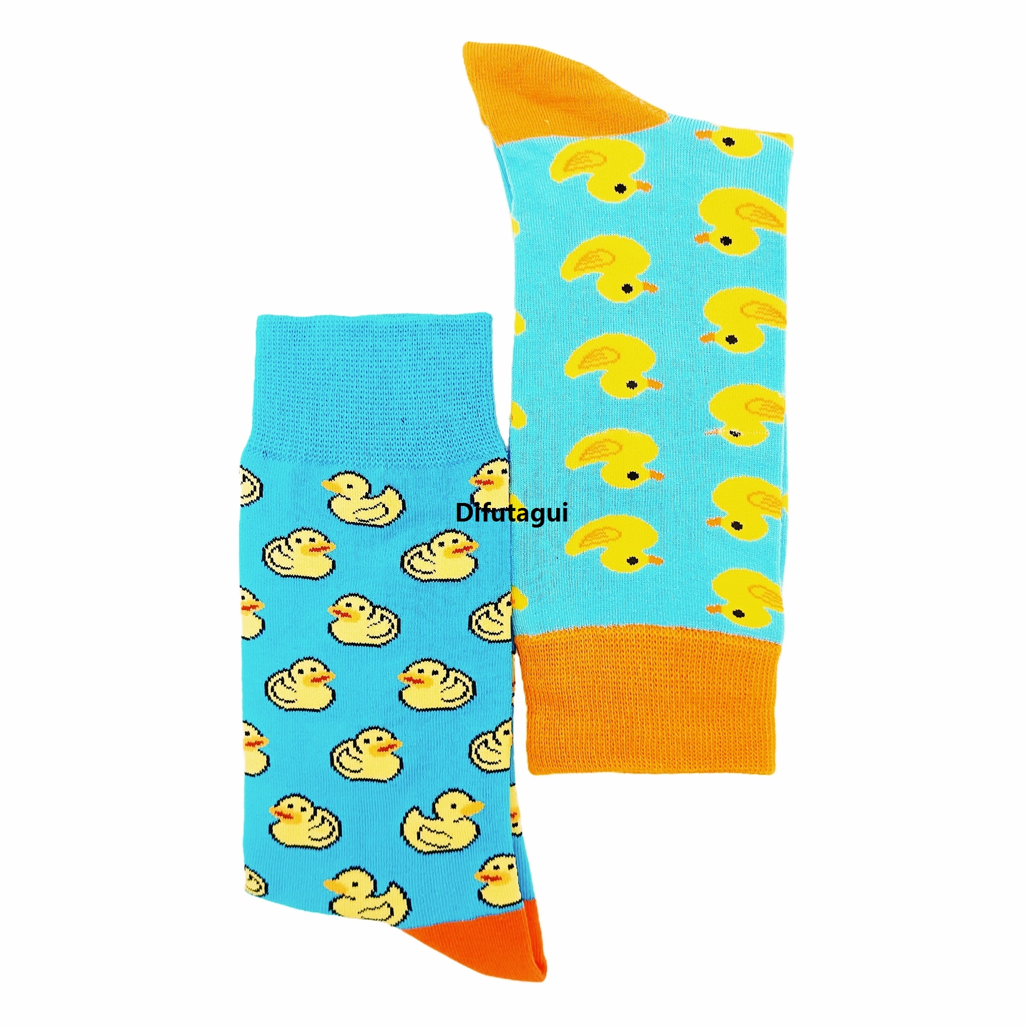 Difutagui Socks in the middle of the tube couple men's pattern small 2025 New yellow cute double 2 new winter cartoon duck fashion trend