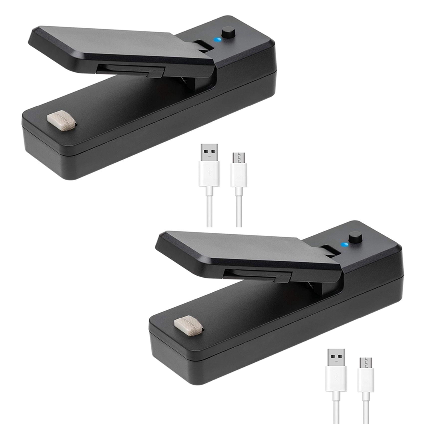 Mini Bag Sealer-2In1 Portable Rechargeable Handheld Vacuum Heat Sealers &Cutter for Plastic Bag Storage Food 2Pcs Black