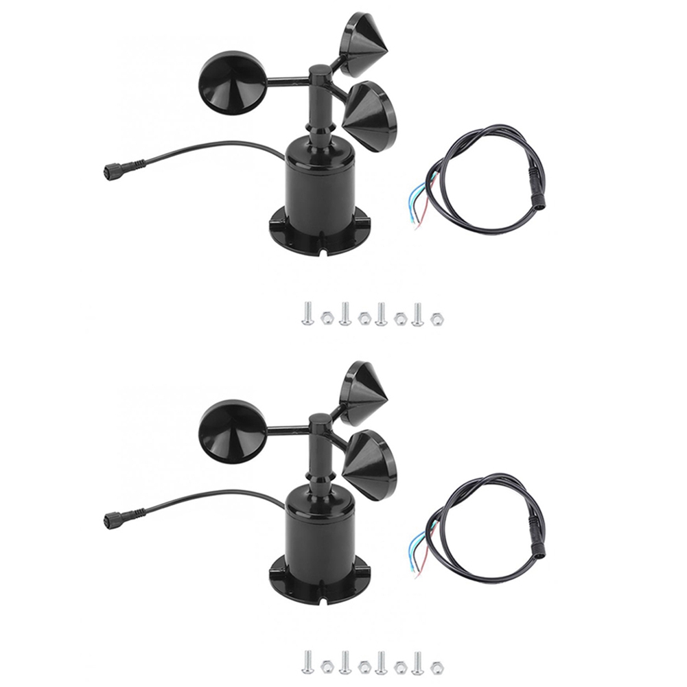 JINMY 2X 0-70M/S Wind Speed Sensor Environment Signal Output Pulse Type Three Cups Wind Speed Sensor Anemometer DC5-30V