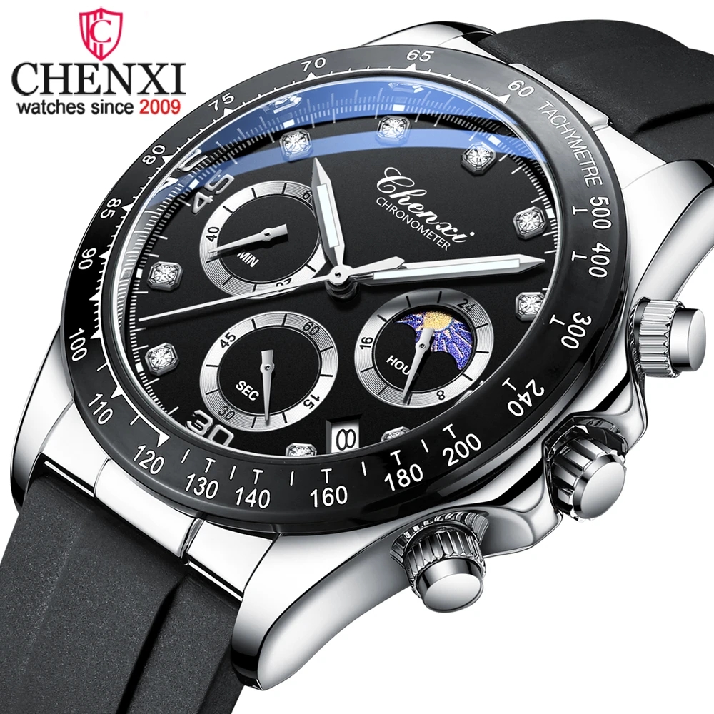CHENXI brand fashion business, three eye, six needle, chronometer, quartz men's watch
