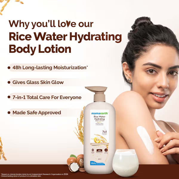Mamaa earth Rice Water Hydrating Body Lotion with Rice Water & Niacinamide - 400 ml
