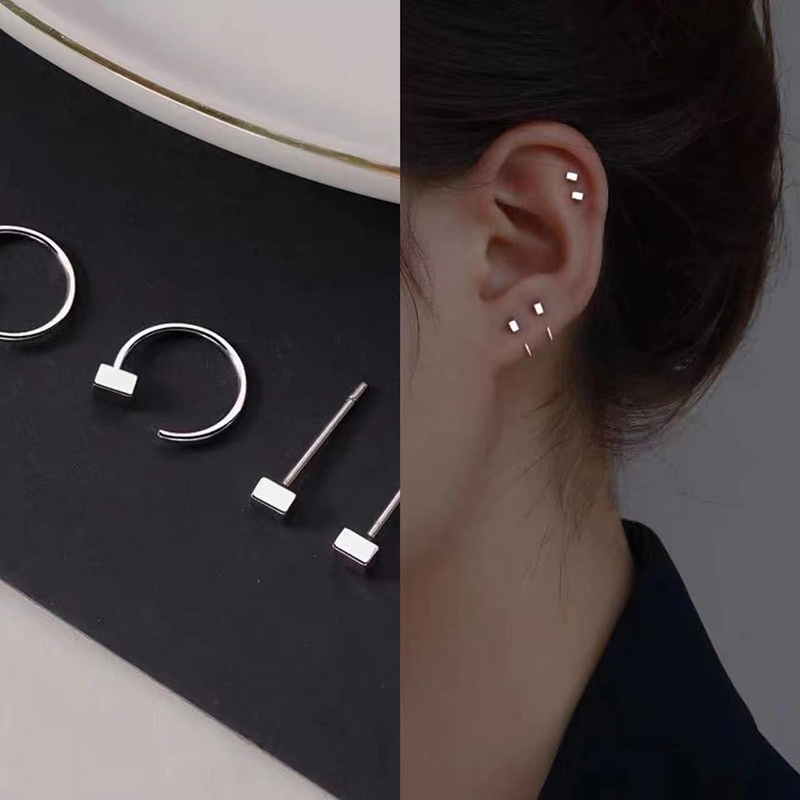 【In-Stock】 1Pair Exquisite Earring Piercing Ear Hook Ear Bone Ring Hot Trendy Stud Earrings Nicle