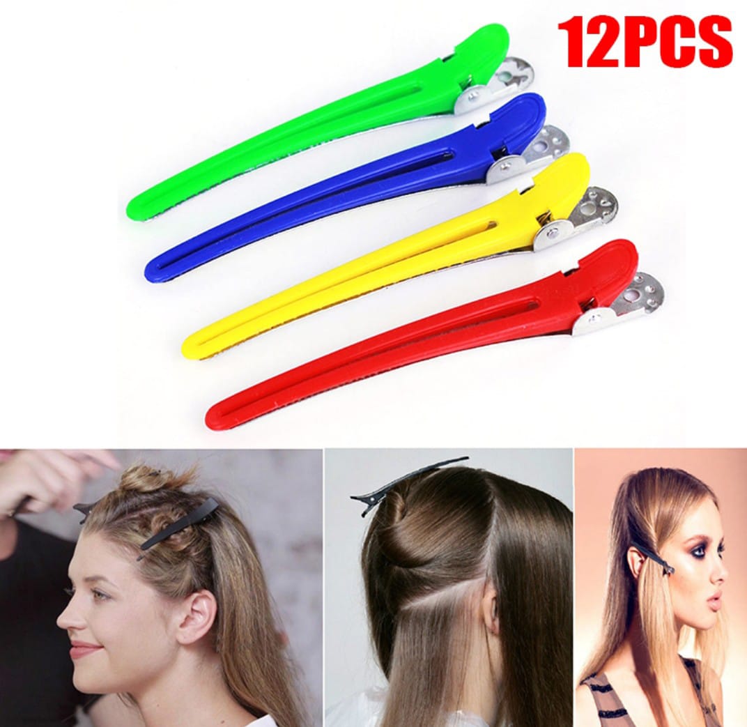Hair Clip Professional Hairdressing Cutting Salon Styling tools Section Aluminum Plastic Hair Clips 12 Pcs Set