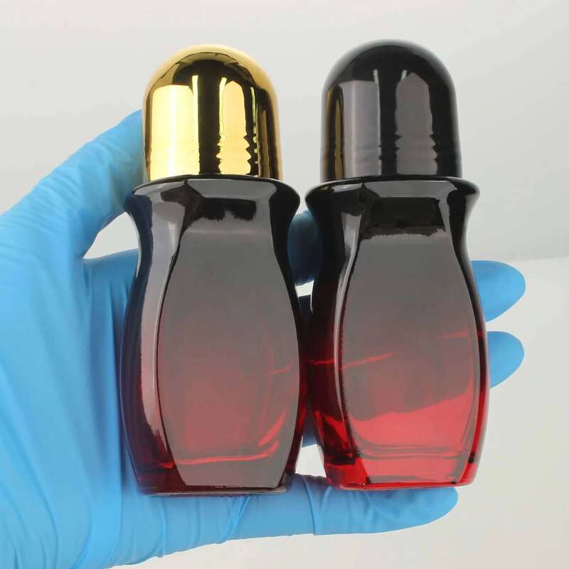 1/5PCS 50ml red gradient Thick Glass Roll on Bottle Essential Oil Perfume Bottles Refillable Rollerball Vial Travel DIY