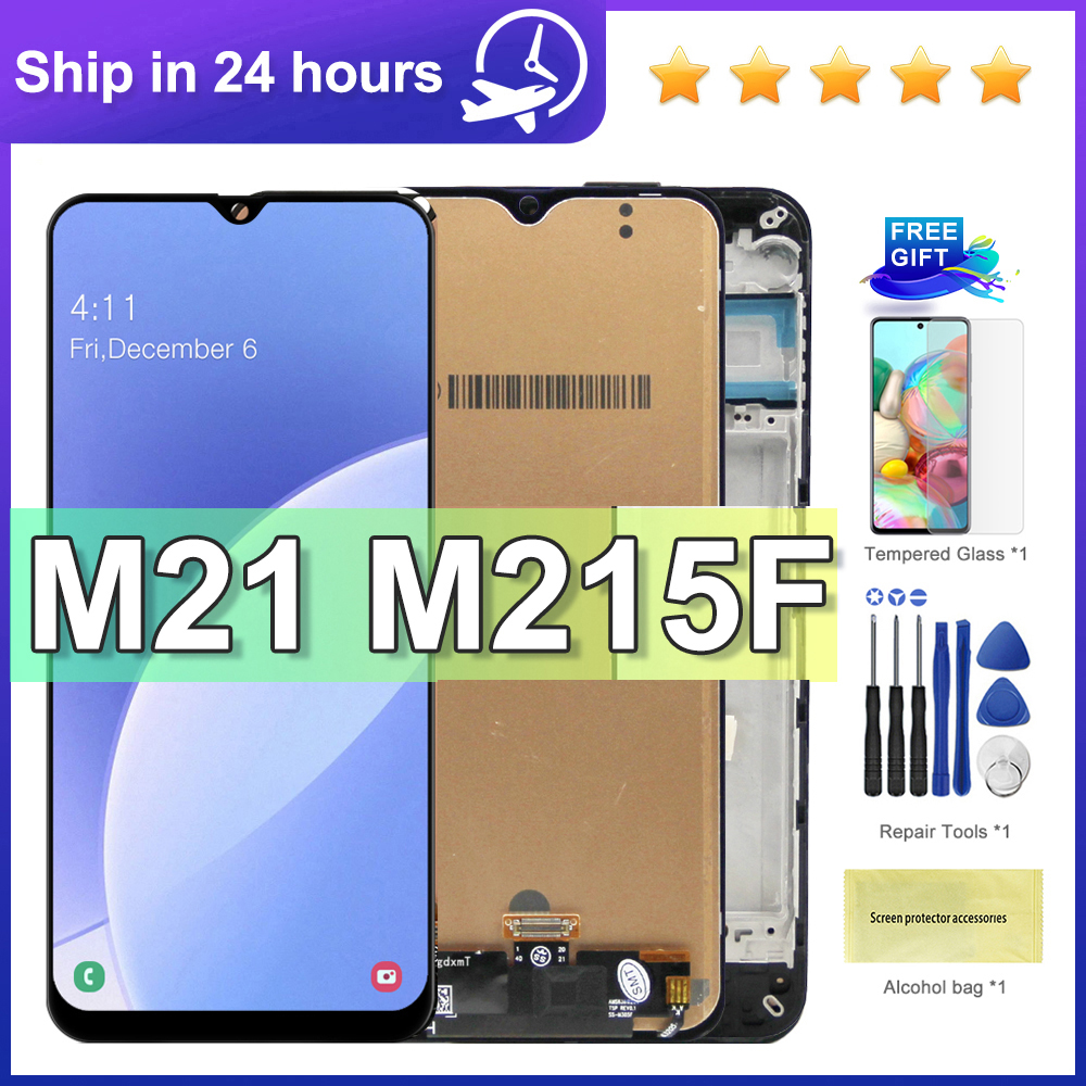 Tested AMOLED LCD With Frame For M21 2020 LCD M215 Display SM-M215F/DS LCD Screen Touch Digitizer Assembly