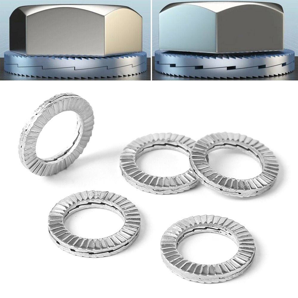 5Pcs Durable Double Side Lock Washers M4 M10 M12 M16 M20 Hardware Fastener Wedge Lock Washer 304 Stainless Steel Self-Lock Dacromet Gasket