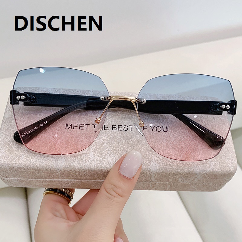 DISCHEN New style Glasses Female Korean Version Fashionable Sunglasses Round Face Anti-uv Strong Light Big Face Long Face Tawny Sunglasses