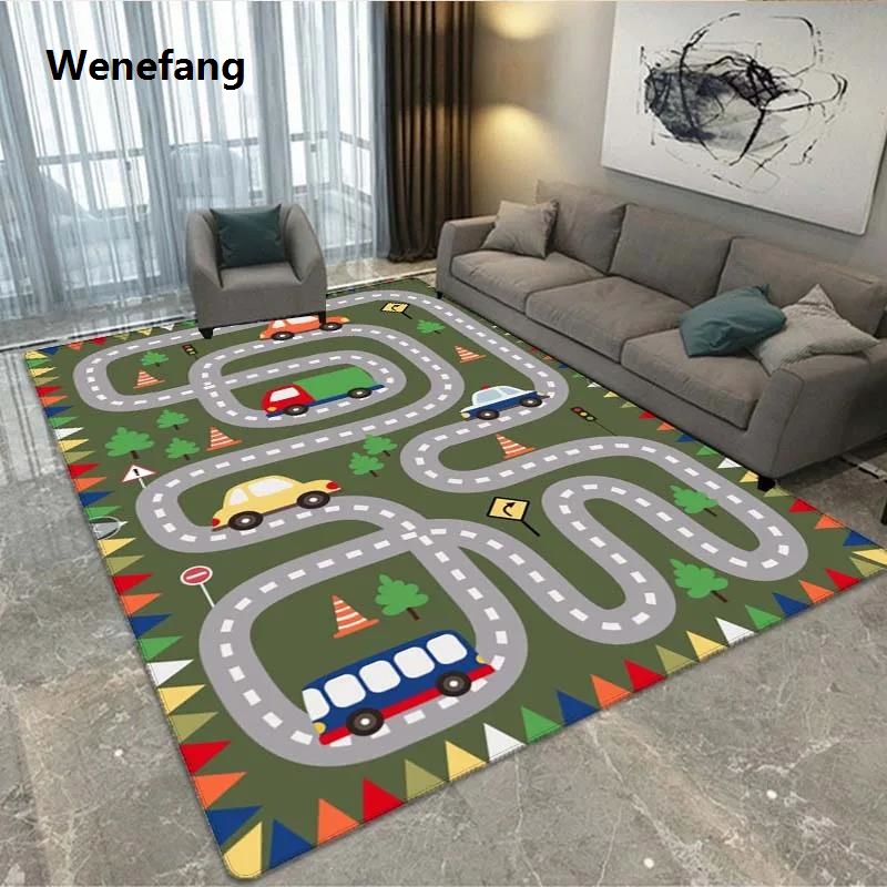Wenefang Child Playmat Highway Simulated City Traffic Playroom Area Rug,Carpet for Home Living Room Bedroom Sofa ,kids Non-slip Floor Mat