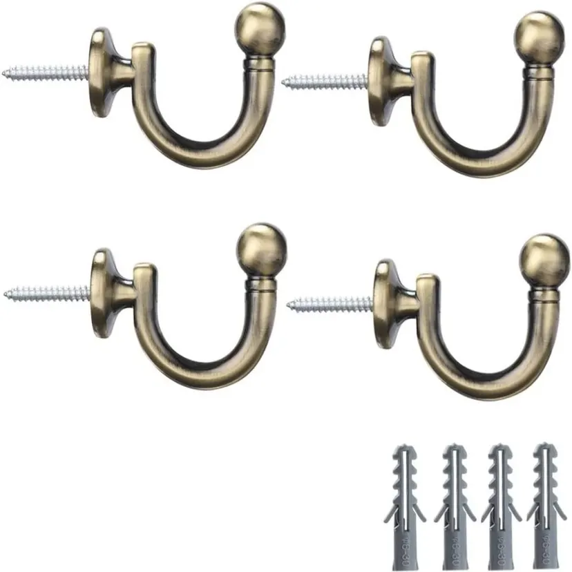 4PCS Practical Aluminum Alloy Curtain Tie-Backs Hook Wall Mounted Nickel Drapery Tassel Holders 47MM Antique Bronze Wall Hooks Homen