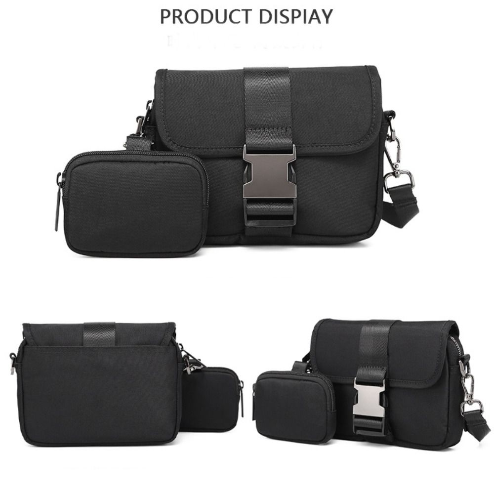 Zipper Oxford Cloth Men's Messenger Bag Large Capacity Black Waterproof Shoulder Bag Japanese Style Anti-Splash Water Male Crossbody Bag Cycling