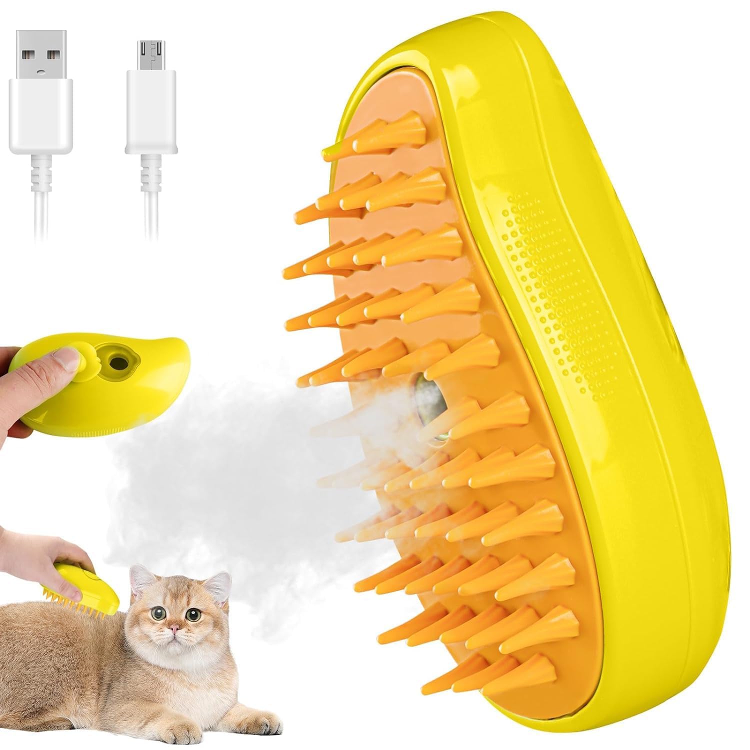 3 In 1 Steamy Pet Brush steaming cat and dog Hair Brush with steam