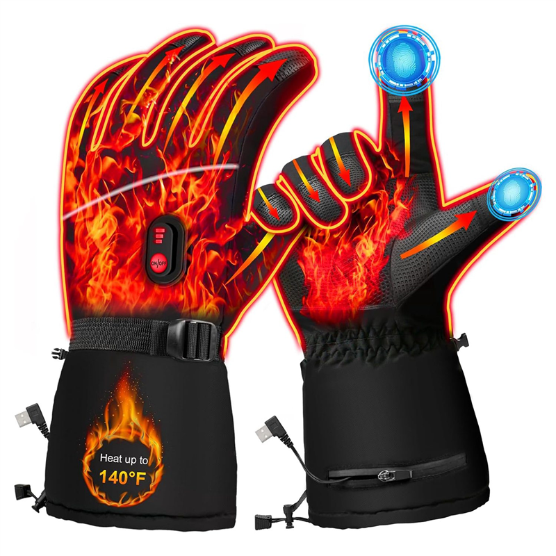 Electric Heated Gloves Hand Warmers Winter Touchscreen Gloves Battery Powered Waterproof Gloves for Outdoor Working Easy to Use Black