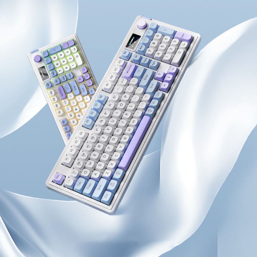 Universal ABS Three Mode Mechanical Keyboard Three Mode Wireless 2.4G Wired 2.4G Bluetooth Wired Keyboard Anti-ghosting Light-Emitting RGB Backlight Keyboard Esports