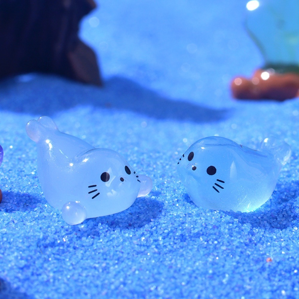 10pcs Kawaii Resin Luminous Mini Seal Pup Earring Bracelet Crafts DIY Jewelry Make Home Decor Miniature Figurines