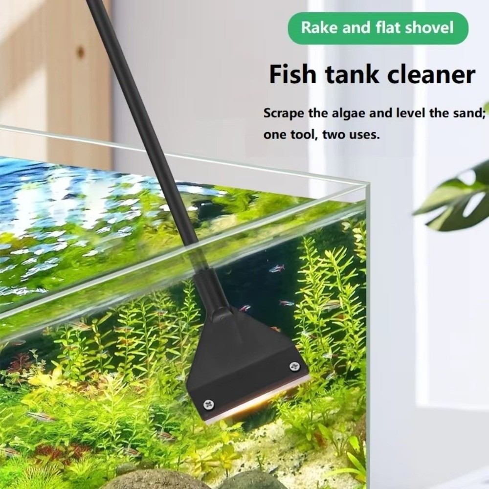 New 33/53/73CM Aquarium Cleaning Tool Stainless Steel Dual-Use Algae Removal Tool Fish Tank Scraper Coralline Removal