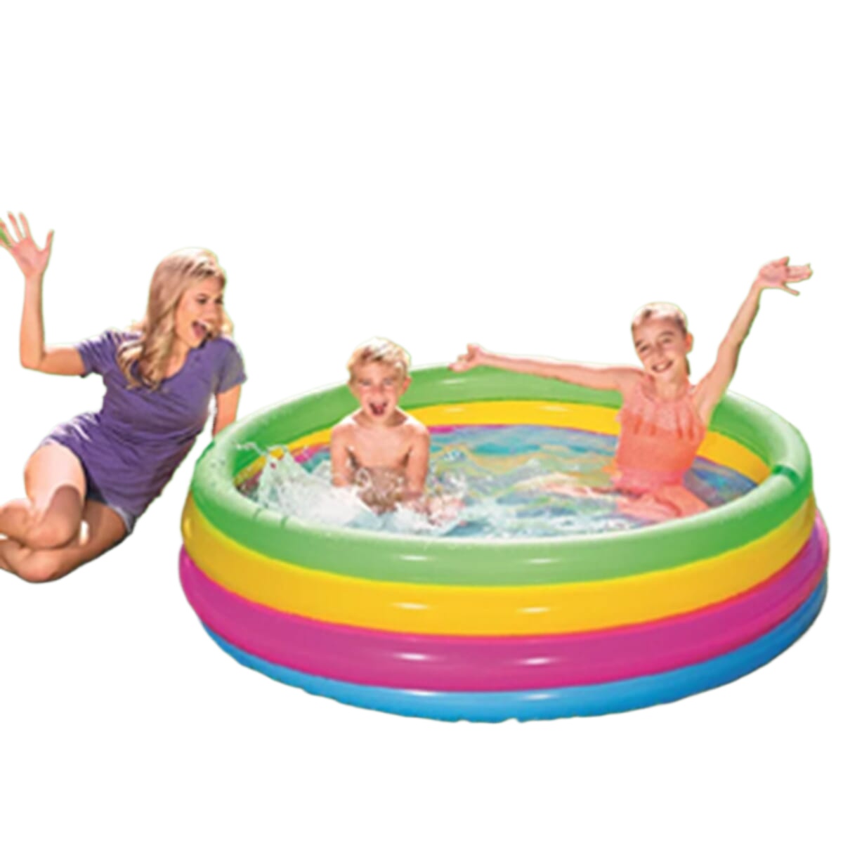 BESTWAY (1.57m*46cm or 62in*18in) Inflatable 4-Ring Rainbow Swimming Pool