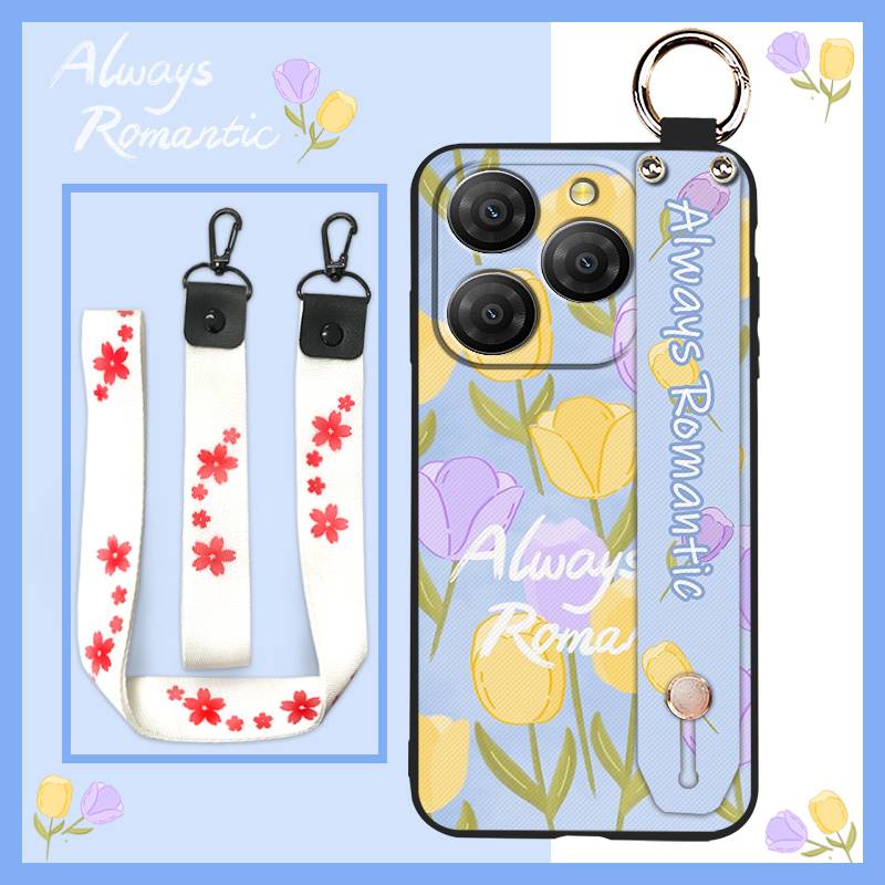 Oil Painting Back Cover Phone Case For Realme14 Pro 5G Global Fashion Design Phone Holder Durable ring Soft case flower