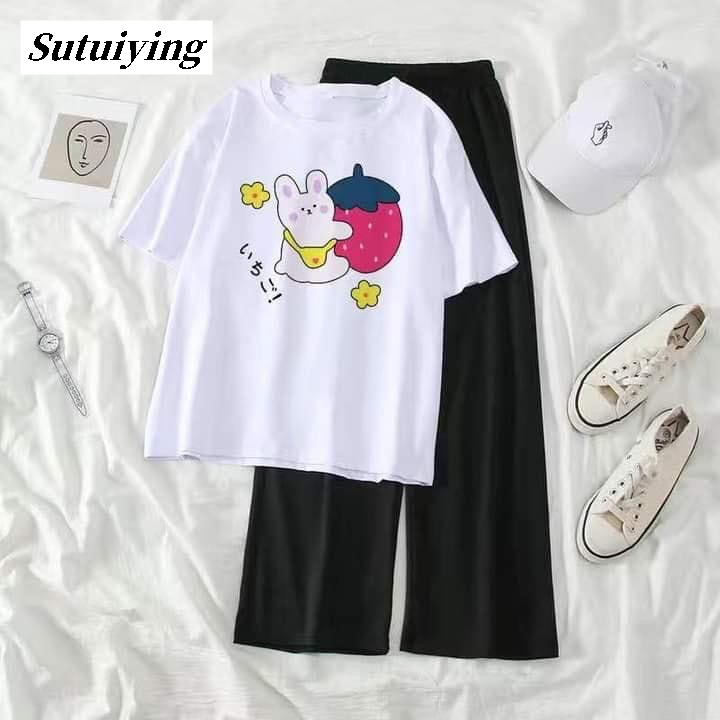 Sutuiying Comfortable Stylish Women's Casual Wear - Soft Cotton T-Shirts Luxury Nightwear for Everyday, College, Travel, Lounge Sleep