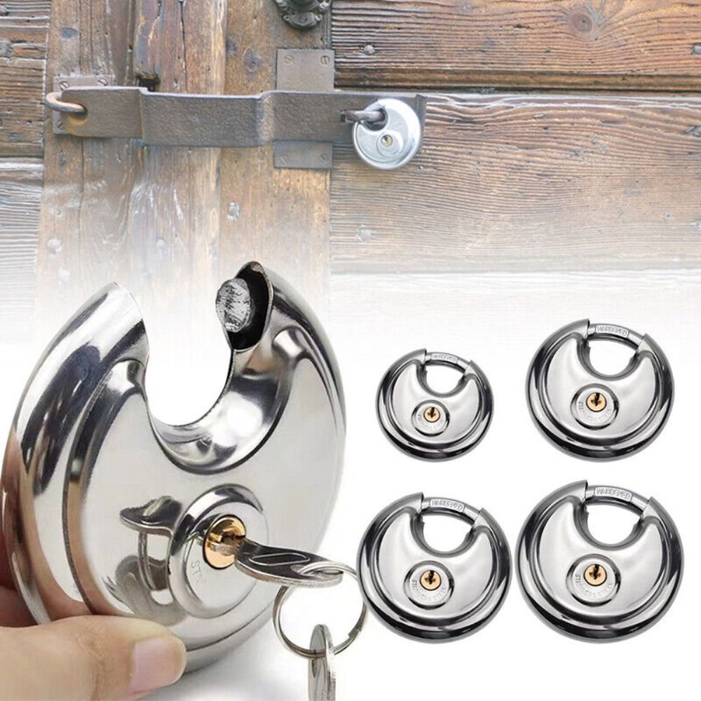 New Stainless Steel Round Pie Lock Rust-proof Waterproof Round Padlock Storage Locker Heavy Duty Keyed Padlock