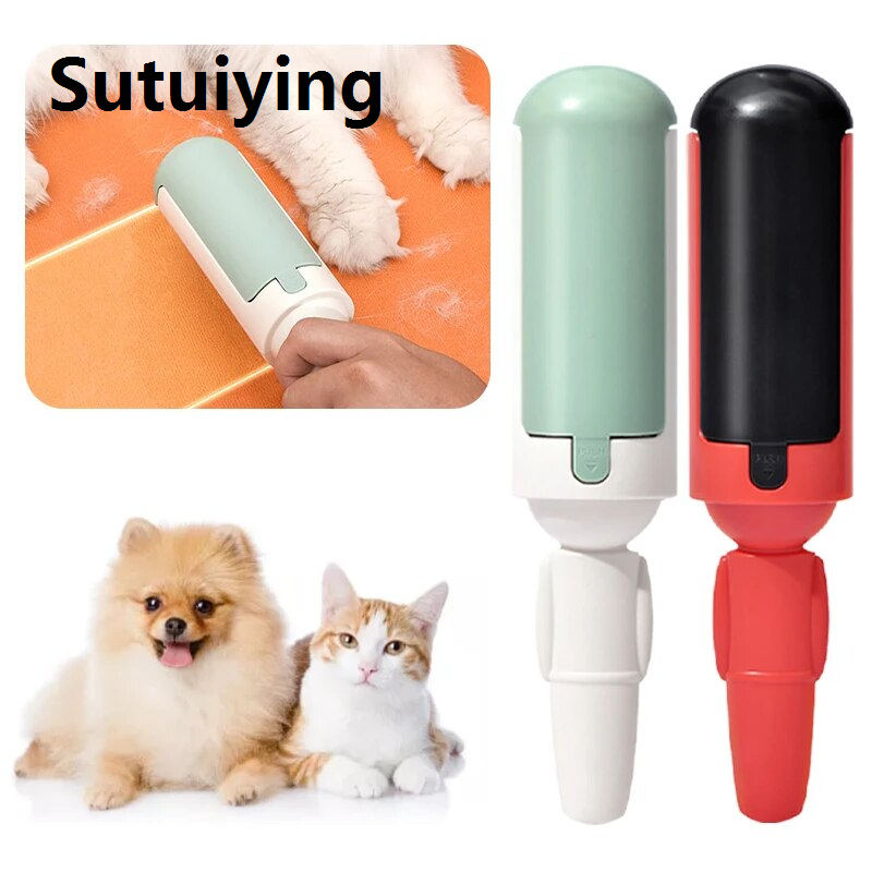 Sutuiying transparent bag Pet Dog Cat Hair Brush Reusable Double-Sided Hair Removal Brush Portable Dust Removal Sofa Clothes Cleaning Flannel Brush