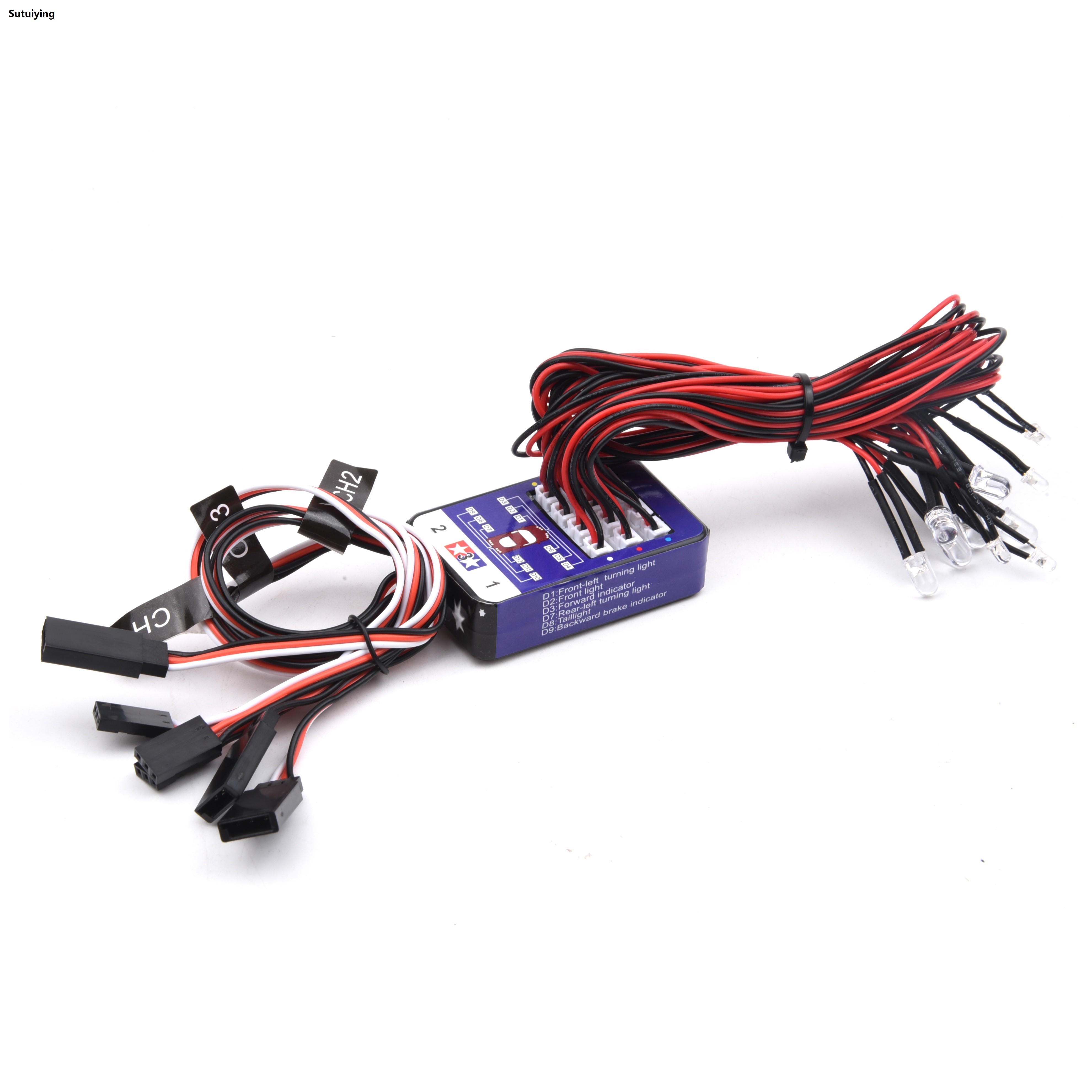 Sutuiying Simulation Flash Light 12 LED Lighting Kit Steering Brake for RC New style Car 1/10 Scale Models Yokomo Tamiya HSP HPI AXIAL RC4WD TRX
