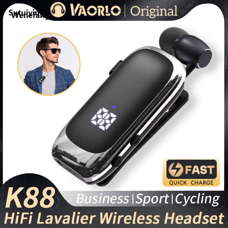 Wenefang Sutuiying K88 Lavalier Business Wireless Headset Bluetooth 5.4 Calling/Music Profesional Portable 20 Hour Vibration Reminder With Mic Noice Cancelling Earphone