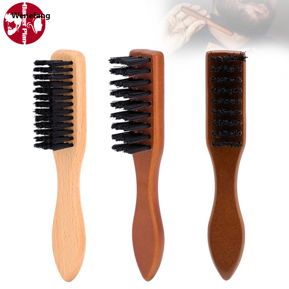 Wenefang Wooden Handle Hairdressing Soft Hair Cleaning Brush Barber Men Beard Brush Vintage Prefessional Tools Reduce Frizz Shaving Brush