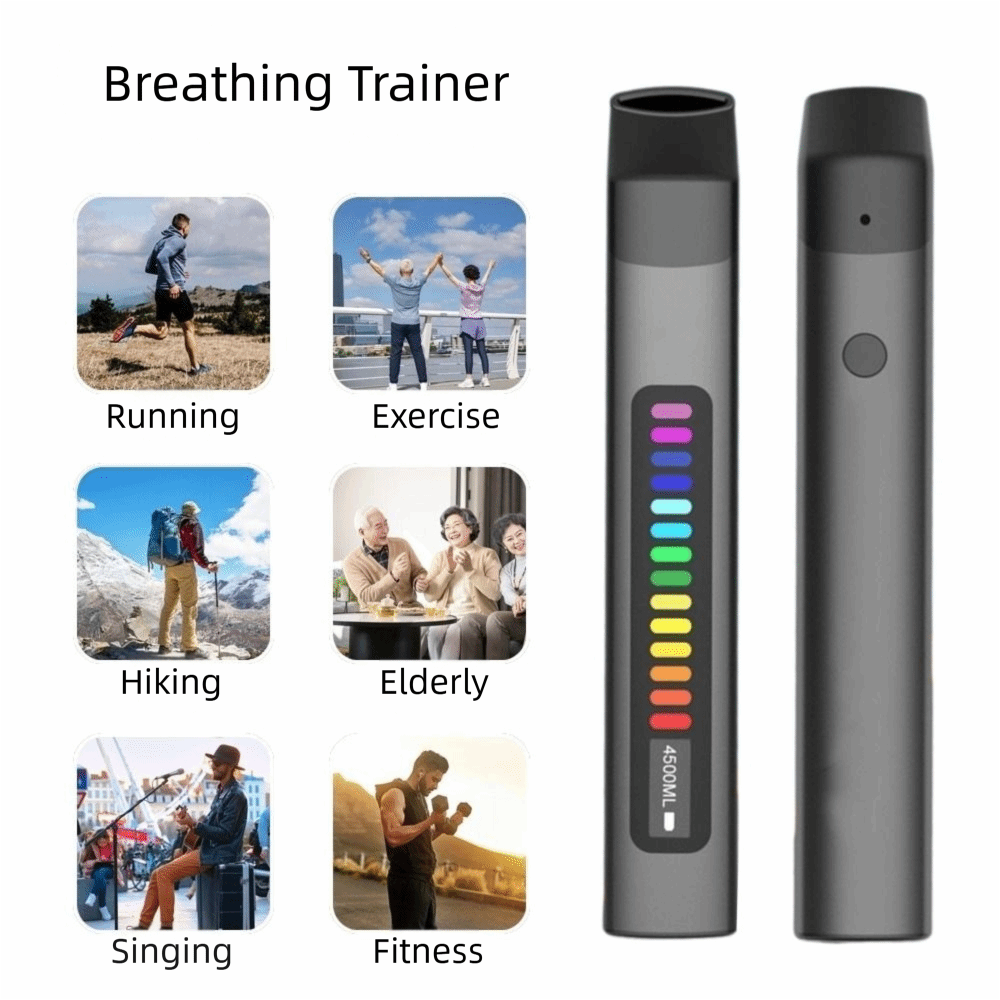 Strengthen Breathing Muscles Portable Breathing Trainer Electronic Inspiratory and Expiratory Respiratory Muscle Trainer Smart Breath Training Device Mountaineering