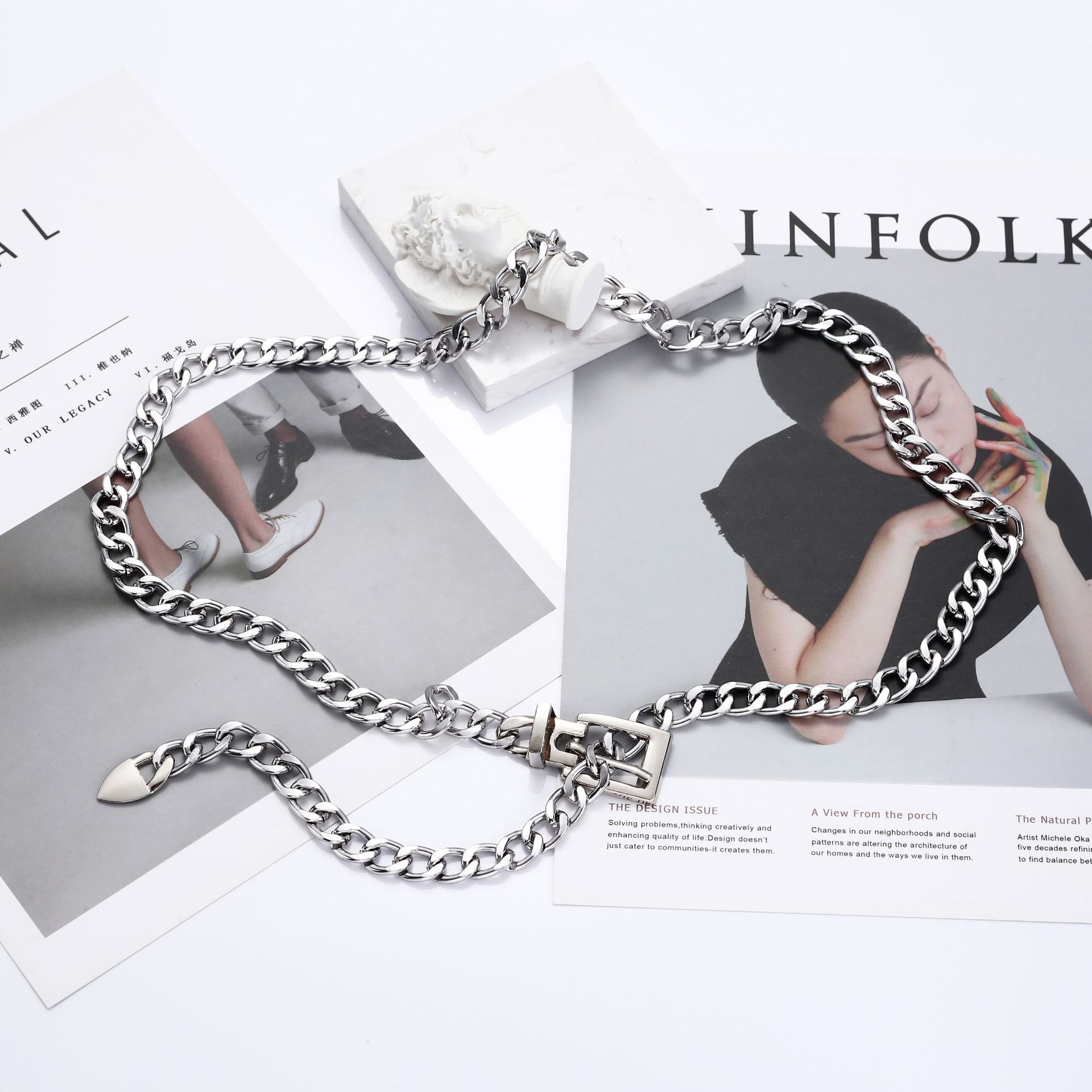 Men's and Women's Hip-Hop Ins Metal Waist Chain Accessories All-Match Skirt Jeans Decorative Thin Chain Internet Celebrity Chain Belt