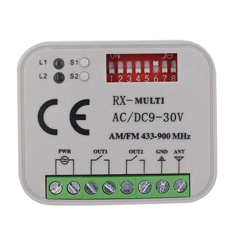 JINMY 2X Universal Garage Door Remote Control Receiver 2CH Controller Switch for Transmitter RX Multi Frequency 433-900MHz