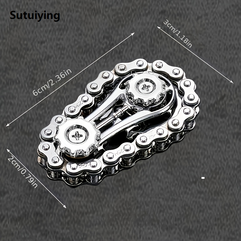 Sutuiying 1pc Gear Flywheel Fingertip Gyro Cool Finger Fidget Spinning Toy New Metal Sensory Bicycle Chain Gear Board Game Novelty Toy Gift