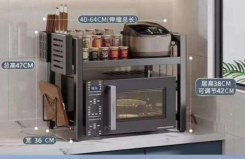 New With Drawers Microwave Stand Space Saving Countertop Storage Multi-Appliance Rack Microwave Rack Rice Cooker