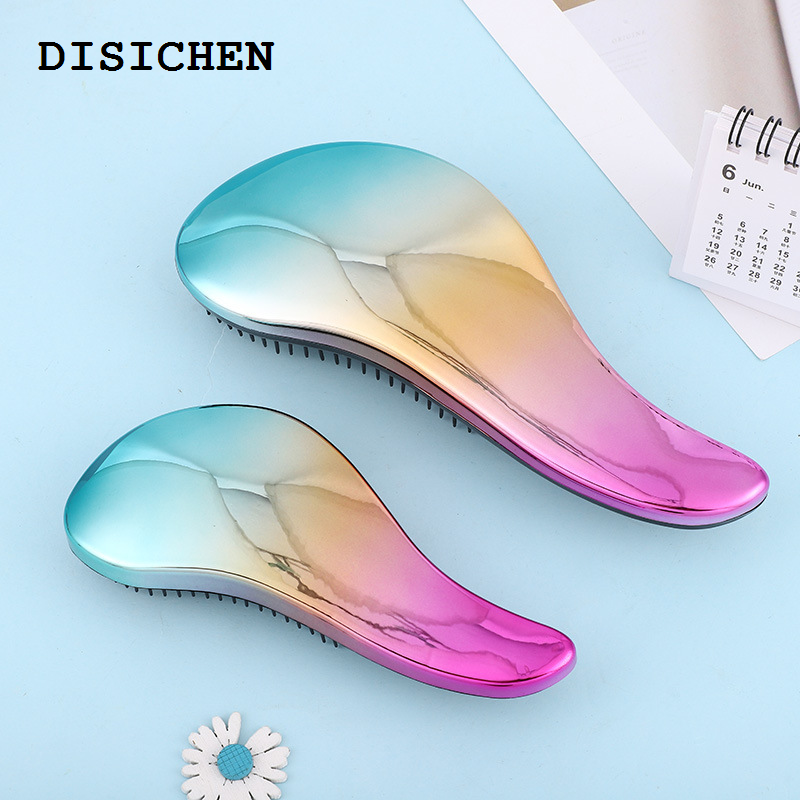 DISICHEN Fashion 1pc Magic Anti-static Hair Brush Handle Plastic Electroplate Comb Shower Shampoo Massage Comb Salon Hair Styling Tools