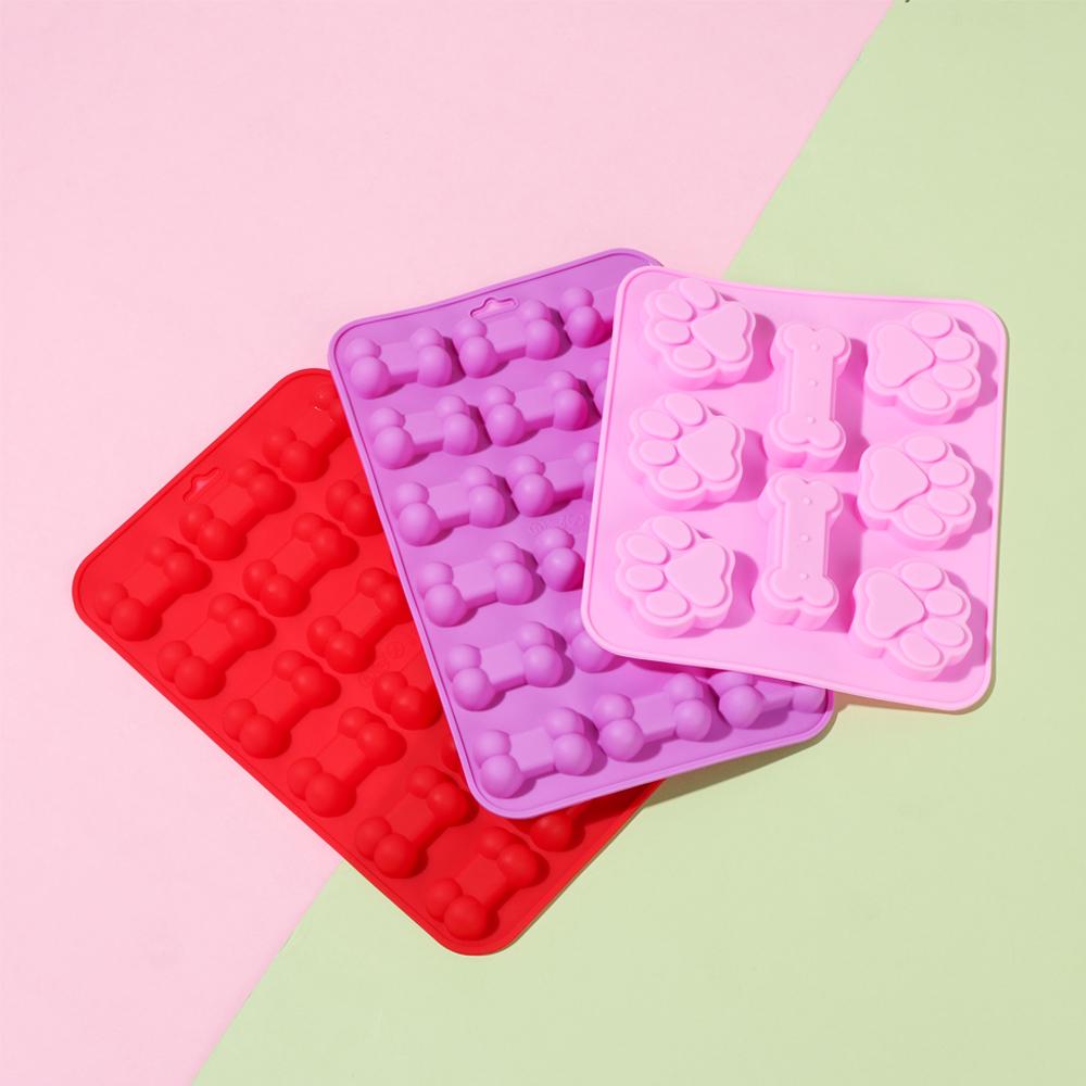 Kitchen Bone Shape Puppy Dog Paw Candy Cookies Silicone Molds Ice Cube Tray Chocolate Baking Mould Cake Making