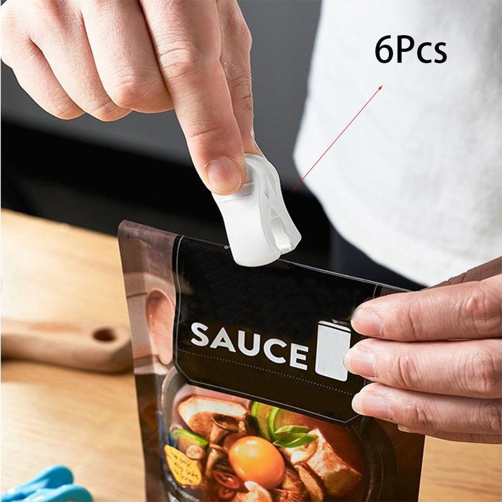 6 Pcs Easy To Use White Plastic Hangers ABS Non Slip Snack Bag Clip Multi-Purpose Clip Hangers Sticky Note