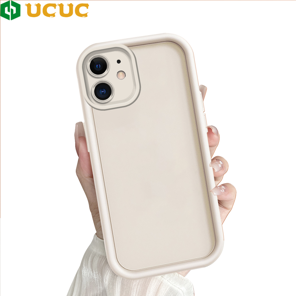 UCUC for iPhone 12 Mini Back Cover Solid Color Ladder Camera Soft Rubber Protection Phone Case