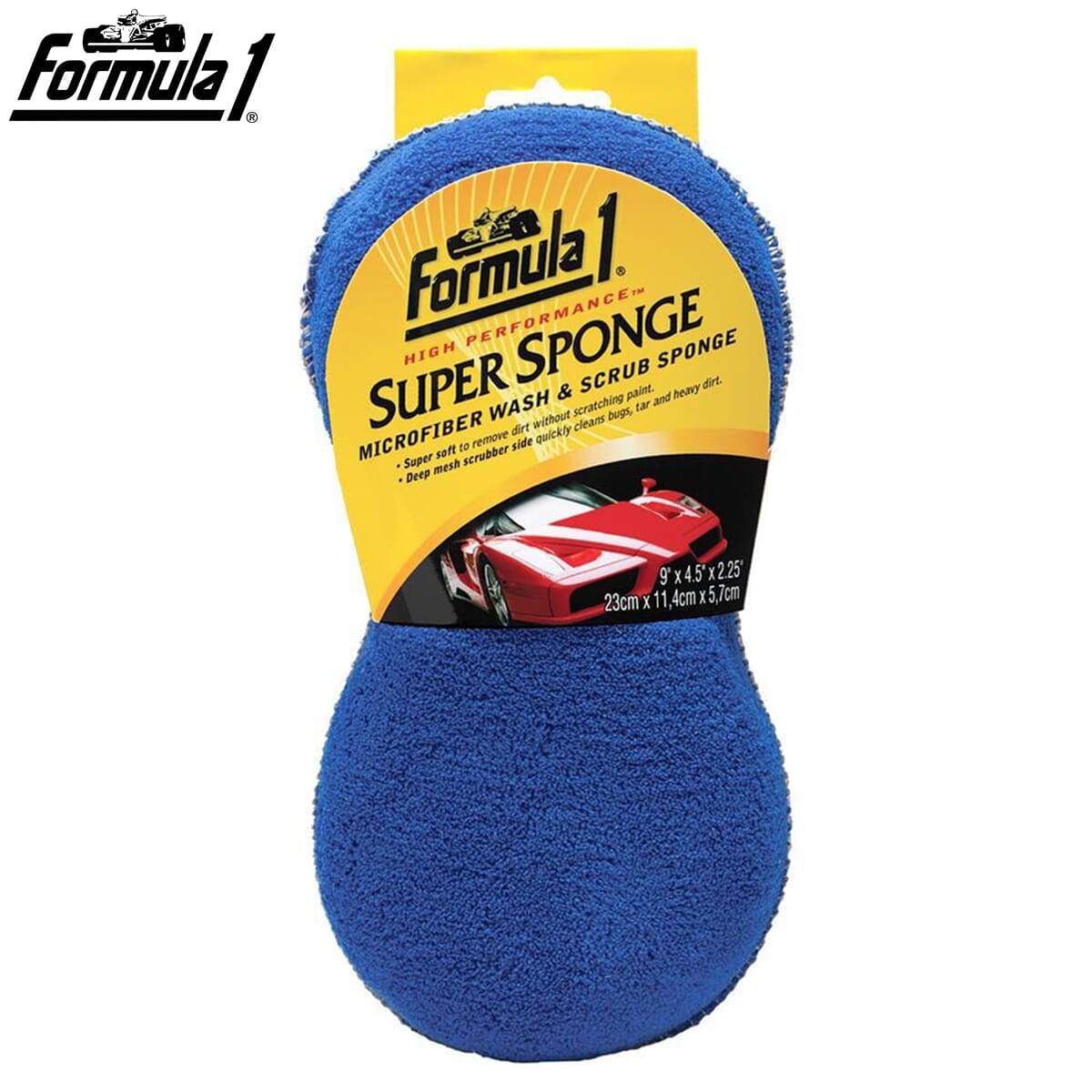 Sponge for Cars | Formula1 High Performance Super Sponge | Formula 1 Super Car Wash Sponge | Two-Sided Microfiber Sponge with Mesh Scrubber Side | Car Sponges for an Intense Clean | Durable & Effective Car Cleaning Supplies
