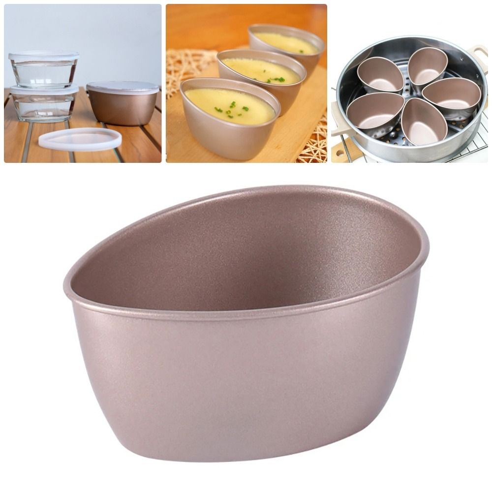 1Pcs Durable Metal Glass Steamed Egg Bowl Food Serving Heat Resistant Egg Shape Bowl Mixing Poached Kitchen Supplies Egg Cup