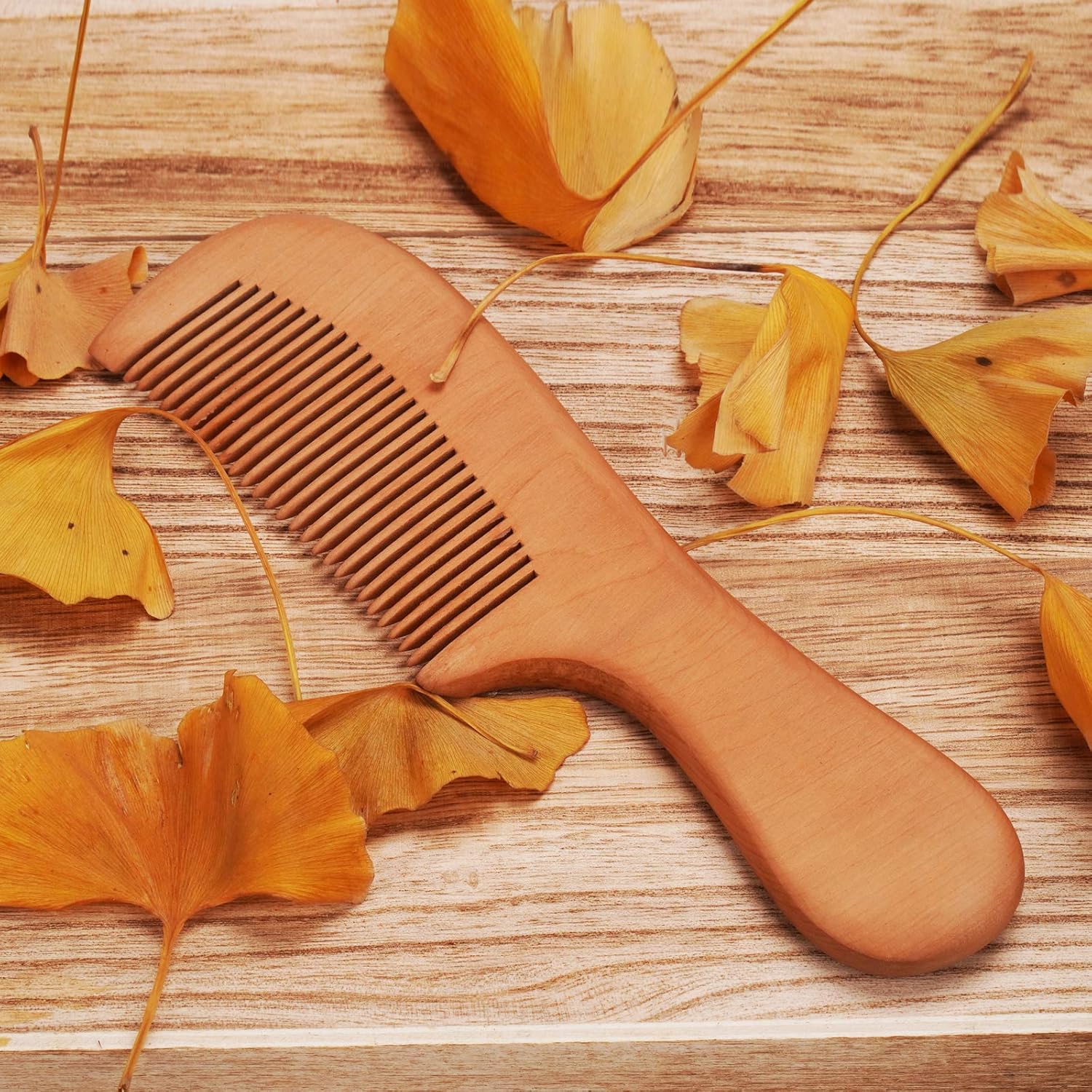 GENRICE Fine wooden comb wood comb for hair , handmade natural wooden combs with anti-static & no snag , handle with fine teeth, handmade natural