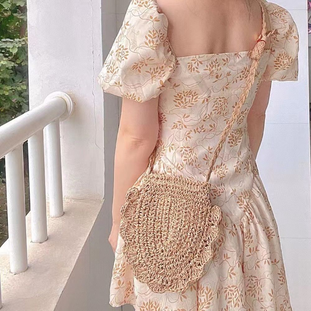New Women Straw Hollow Shoulder Bag Handmade Female Travel Handbag Woven Phone Bag Fashion Summer Beach Bag