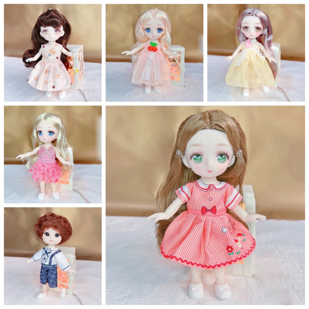 Dress Up Doll Movable Joint 16cm Anime Eyes Toys Dolls /8 Ball Jointed Body Kawaii Bjd Doll Kawaii Lovely Cute Bjd Anime Doll DIY Kids Toys