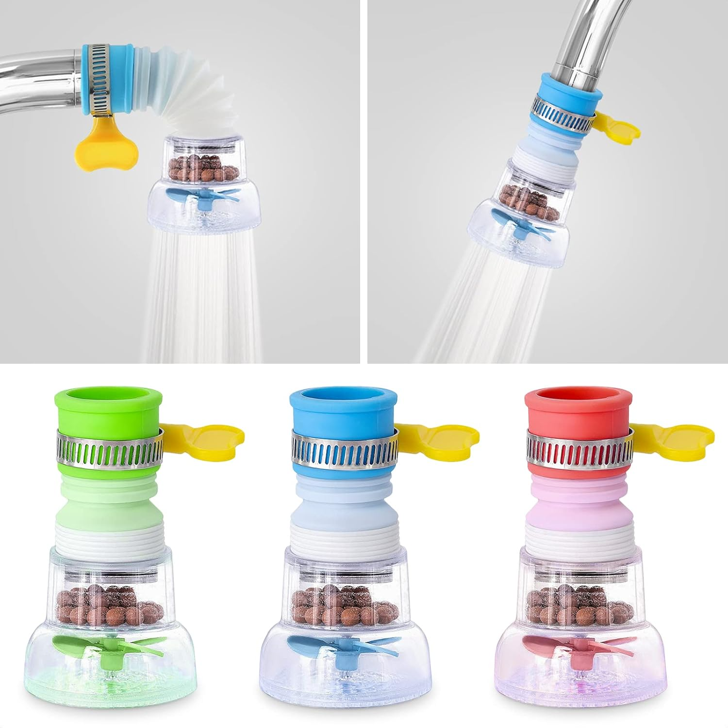 360 Degree Water Filter Tap Water Saving Faucet Water Faucet Adjustable Water Valve Splash Water Faucet,Extender Sprayer for Kitchen Bathroom