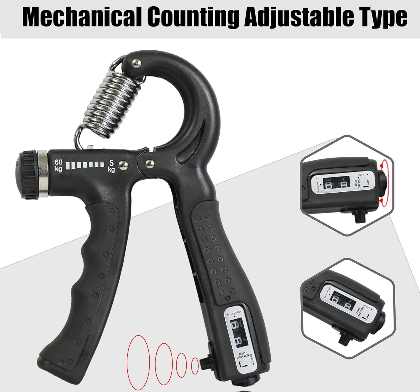 Heavy Duty Adjustable Hand Gripper - Countable Wrist & Forearm Exerciser for Gym, Sports & Rehabilitation
