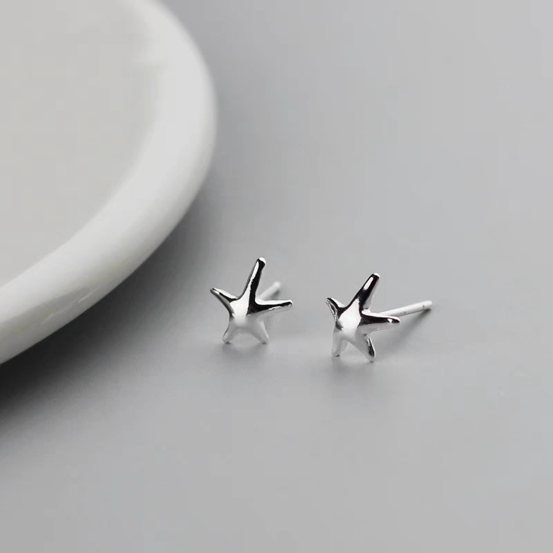 【New arrivals】S925 Silver Earrings Women's Sweet Platinum Plated Cute Star Ear Bone Nails Mini Earrings Gift